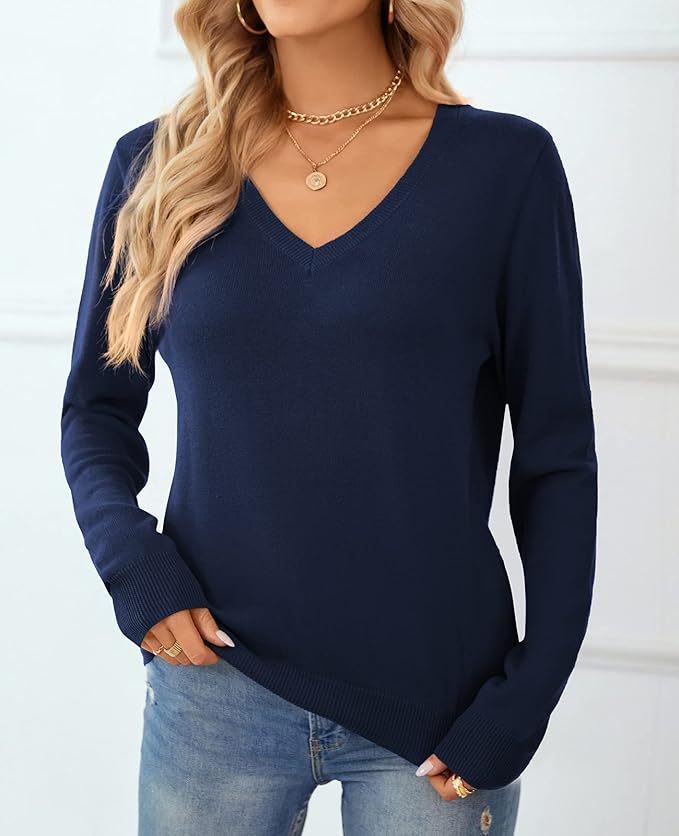 Personalized Classic Navy Blue V-Neck Sweater – Custom Wholesale Knitted Sweater for Effortless Elegance | Jubaodi Manufacturer