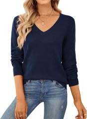Personalized Classic Navy Blue V-Neck Sweater – Custom Wholesale Knitted Sweater for Effortless Elegance | Jubaodi Manufacturer