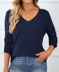 Personalized Classic Navy Blue V-Neck Sweater – Custom Wholesale Knitted Sweater for Effortless Elegance | Jubaodi Manufacturer
