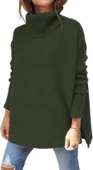 Tailor-Made Cozy Beige Turtleneck Sweater with Side Slits – Custom Wholesale Knitted Sweaters for Effortless Style