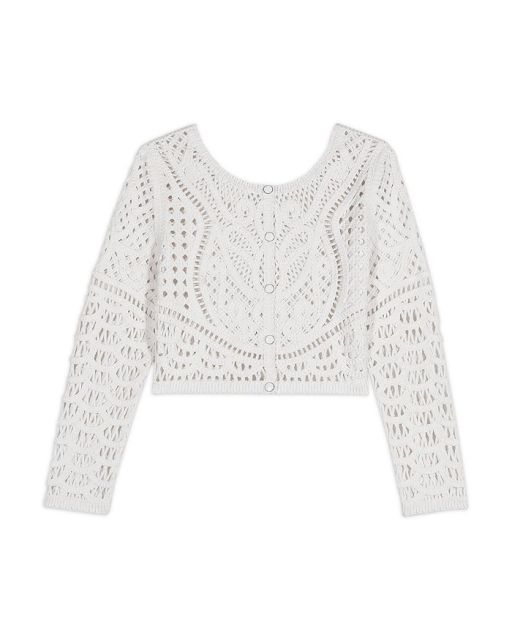 Customizable White Crochet Lace Crop Top – Trendy and Stylish Knitwear for Wholesale | Jubaodi