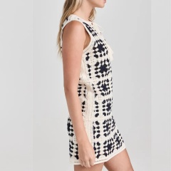 Customizable Chic Black and White Crochet Sleeveless Dress – Wholesale OEM Manufacturer for Retailers & Fashion Brands