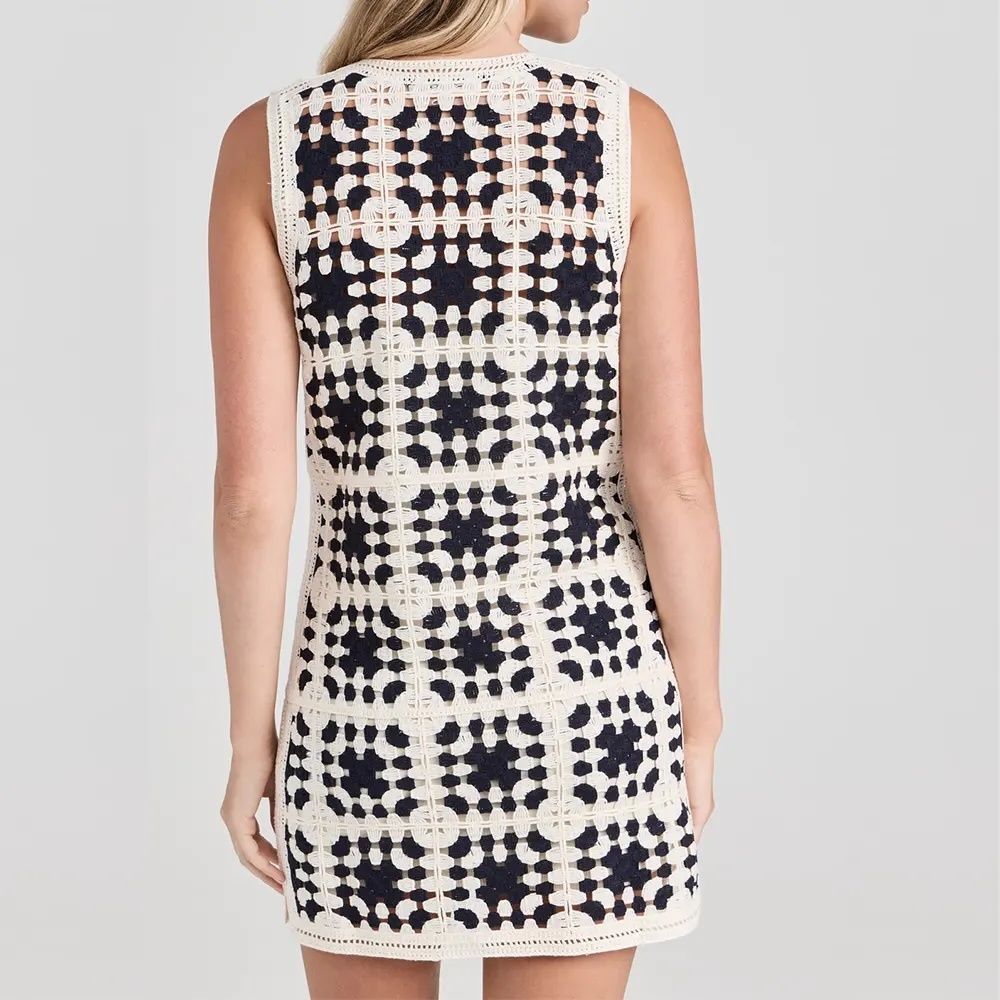Customizable Chic Black and White Crochet Sleeveless Dress – Wholesale OEM Manufacturer for Retailers & Fashion Brands