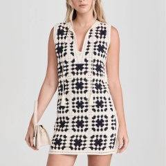 Customizable Chic Black and White Crochet Sleeveless Dress – Wholesale OEM Manufacturer for Retailers & Fashion Brands