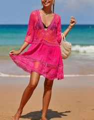 Custom Vibrant Pink Boho Embroidered Dress - Wholesale Manufacturer & Tailored Boho Dresses for Retailers