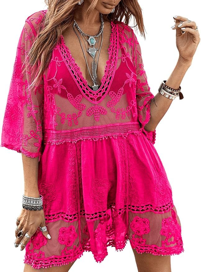Custom Vibrant Pink Boho Embroidered Dress - Wholesale Manufacturer & Tailored Boho Dresses for Retailers