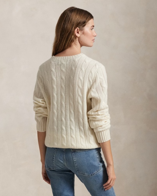 Customizable Men's Cable-Knit Crew Neck Sweater in Ivory – Wholesale & Bulk Manufacturing