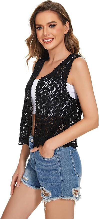 Customizable Black Crochet Vest for Women – Wholesale & OEM Manufacturing