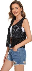 Customizable Black Crochet Vest for Women – Wholesale & OEM Manufacturing