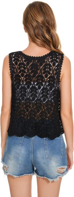 Customizable Black Crochet Vest for Women – Wholesale & OEM Manufacturing