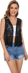 Customizable Black Crochet Vest for Women – Wholesale & OEM Manufacturing