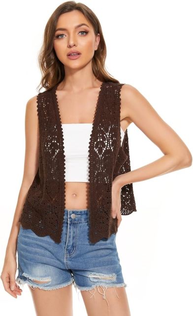 Customizable Black Crochet Vest for Women – Wholesale & OEM Manufacturing