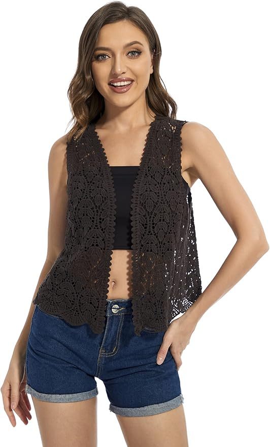 Customizable Black Crochet Vest for Women – Wholesale & OEM Manufacturing