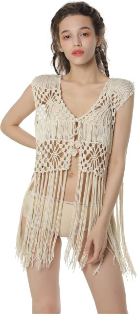 Customizable Boho Crochet Fringe Vest for Women – Wholesale & OEM Manufacturing