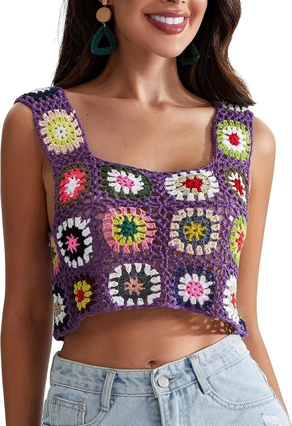 Customizable Colorful Crochet Square Tank Top for Women – Bulk Wholesale & OEM Manufacturing