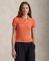 Customizable Light Blue Cable-Knit Polo Shirt for Women – Bulk Wholesale & OEM Manufacturing