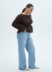 OEM ODM Brown Crochet Sweater with Long Sleeves