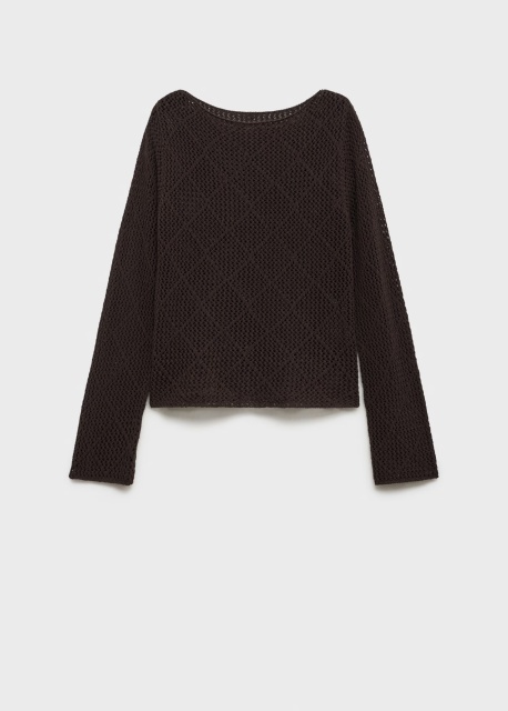 OEM ODM Brown Crochet Sweater with Long Sleeves