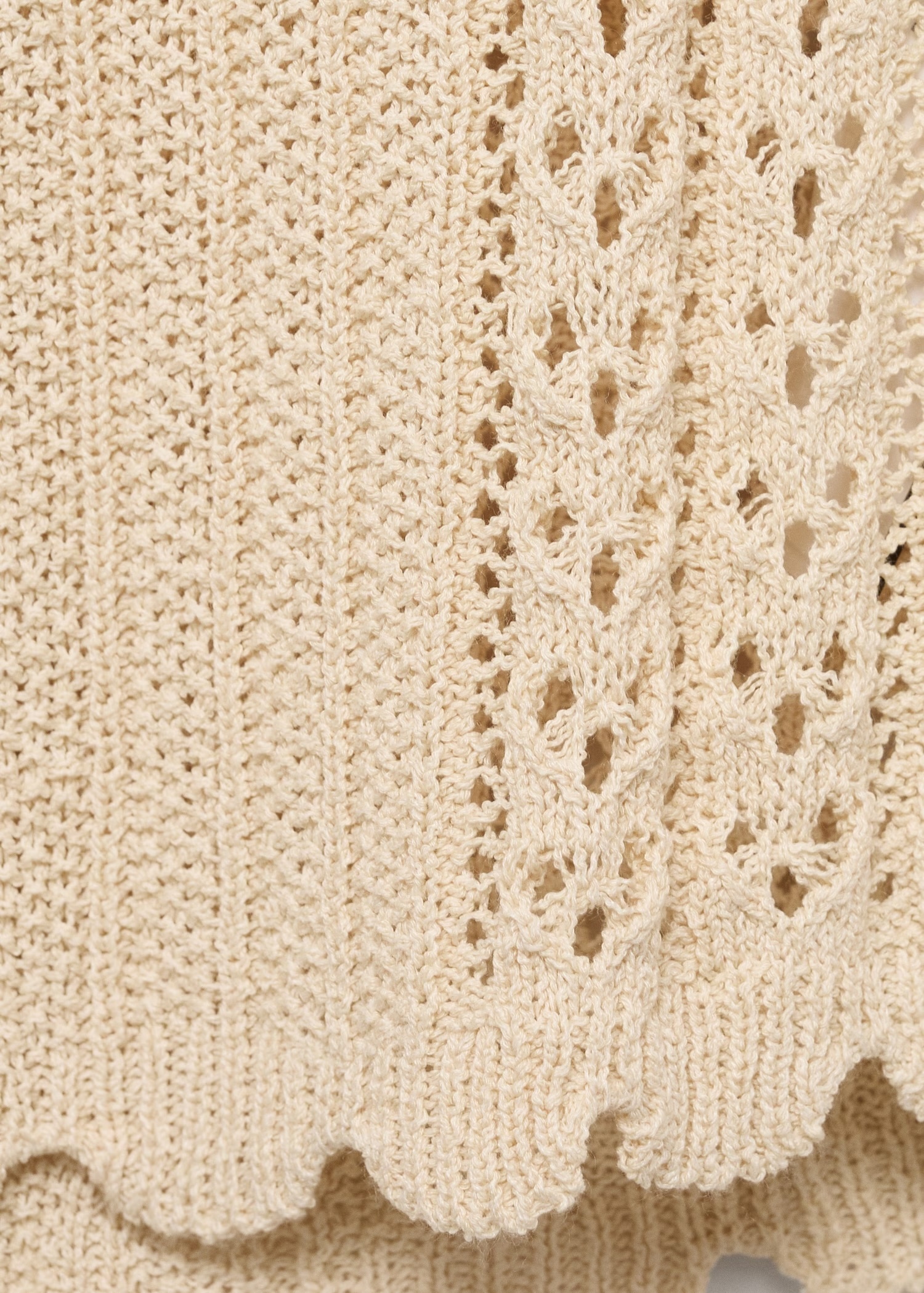 Tailor-made Cream Crochet Sweater with Peter Pan Collar and Button Detail