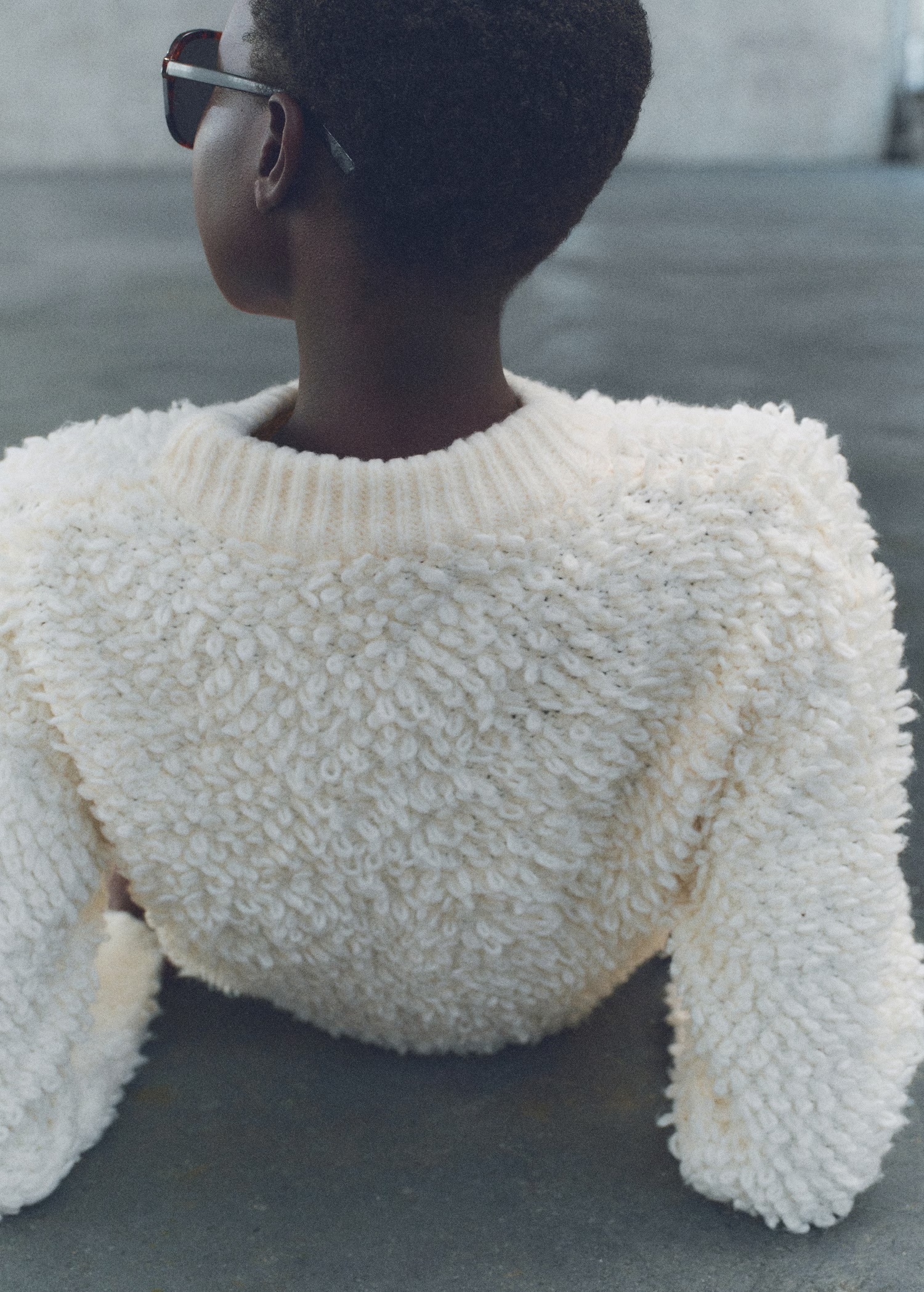Factory Direct White Textured Knit Sweater