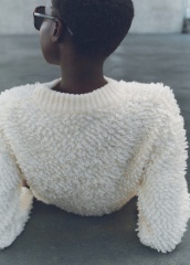 Factory Direct White Textured Knit Sweater