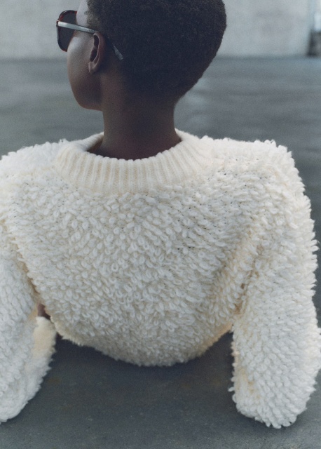 Factory Direct White Textured Knit Sweater
