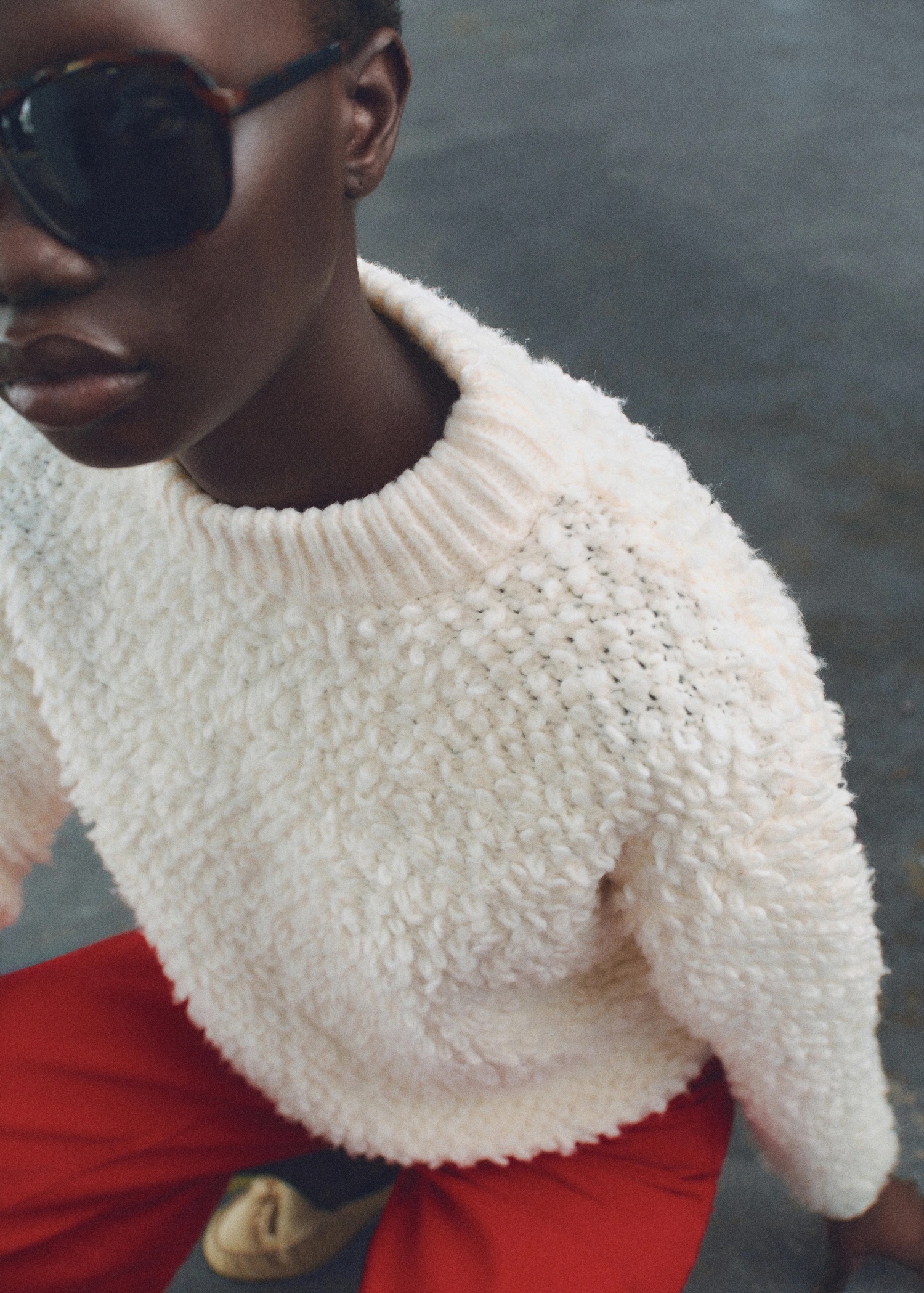 Factory Direct White Textured Knit Sweater
