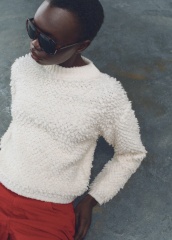 Factory Direct White Textured Knit Sweater
