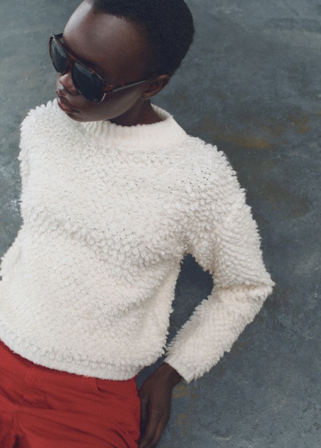 Factory Direct White Textured Knit Sweater