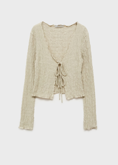 Wholesale Olive Green Tie-Front Knit Cardigan