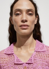 Factory Direct Pink Crochet Two-Piece Set with Floral Detailing