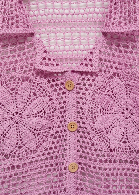 Factory Direct Pink Crochet Two-Piece Set with Floral Detailing
