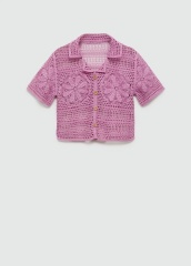 Factory Direct Pink Crochet Two-Piece Set with Floral Detailing