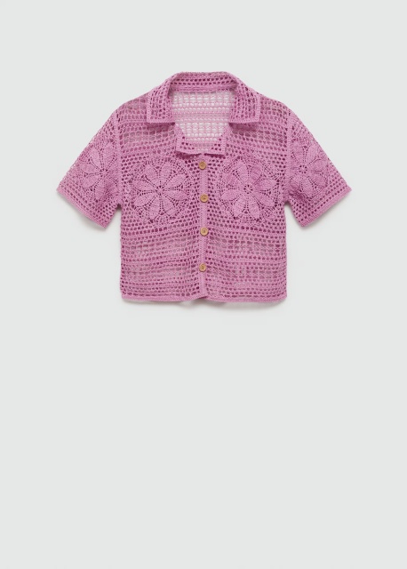 Factory Direct Pink Crochet Two-Piece Set with Floral Detailing