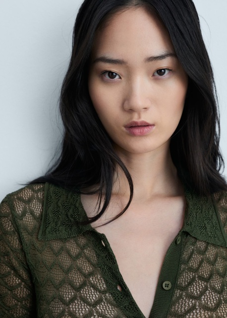 OEM Available Olive Green Crochet Polo Top