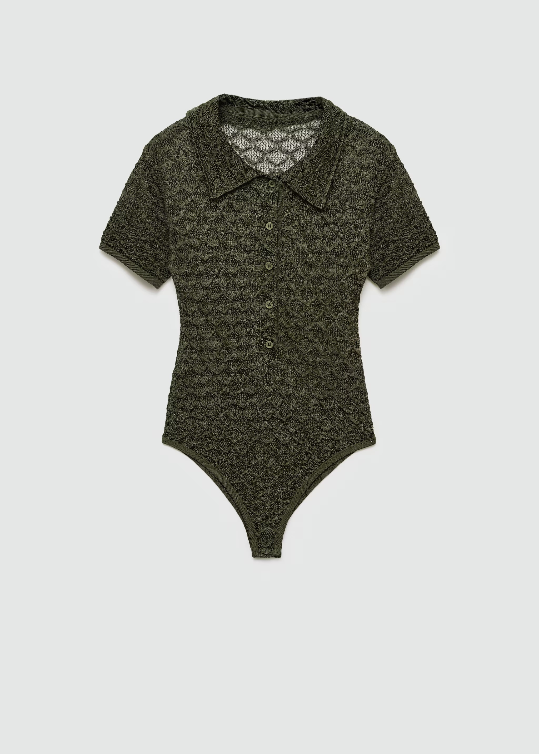 OEM Available Olive Green Crochet Polo Top