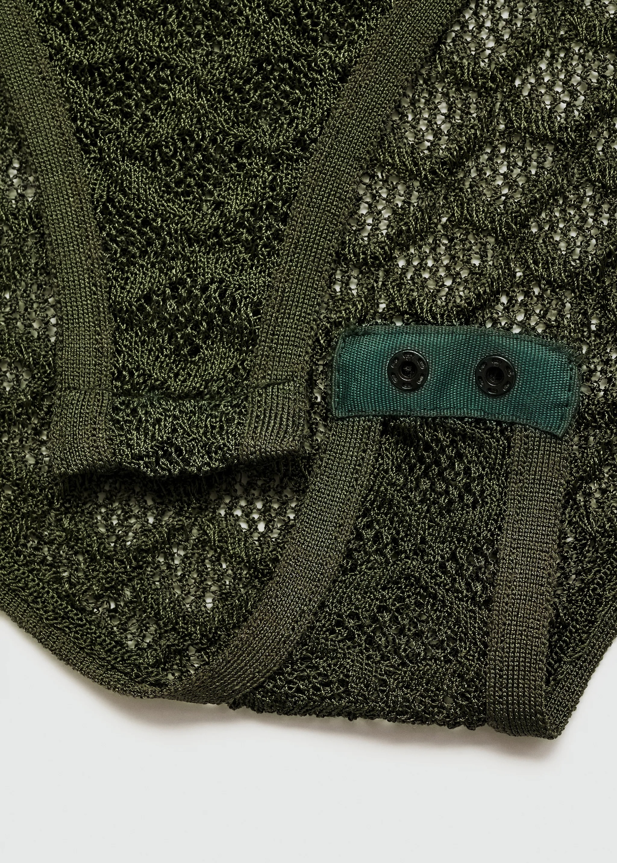 OEM Available Olive Green Crochet Polo Top