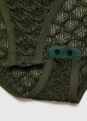 OEM Available Olive Green Crochet Polo Top