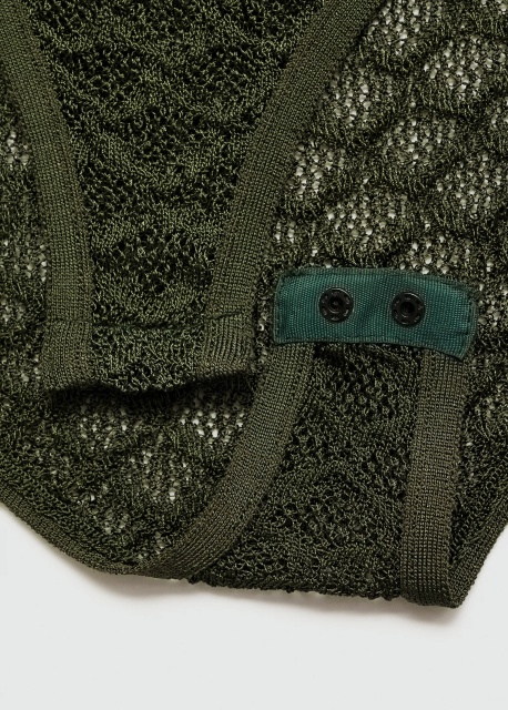 OEM Available Olive Green Crochet Polo Top