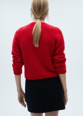 Factory Direct Red Textured Cardigan with Gold Button Detail