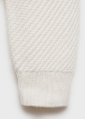 Customized White and Black Striped Knit Sweater with Attached Scarf