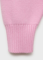 OEM ODM Pink Zip-Front Knit Sweater with Ribbed Detail