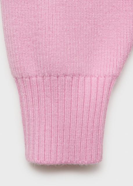 OEM ODM Pink Zip-Front Knit Sweater with Ribbed Detail