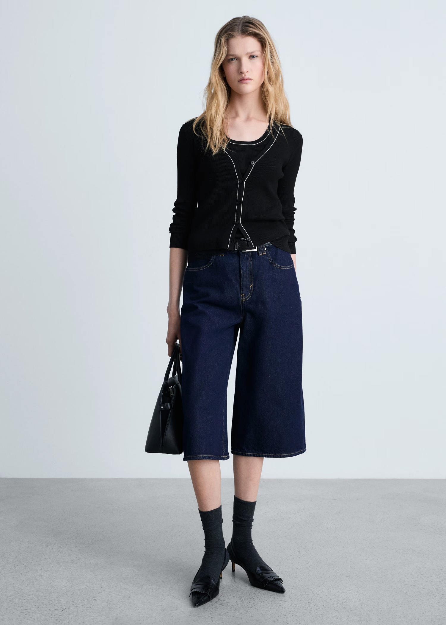 Tailor-made Black Button-Down Knit Cardigan