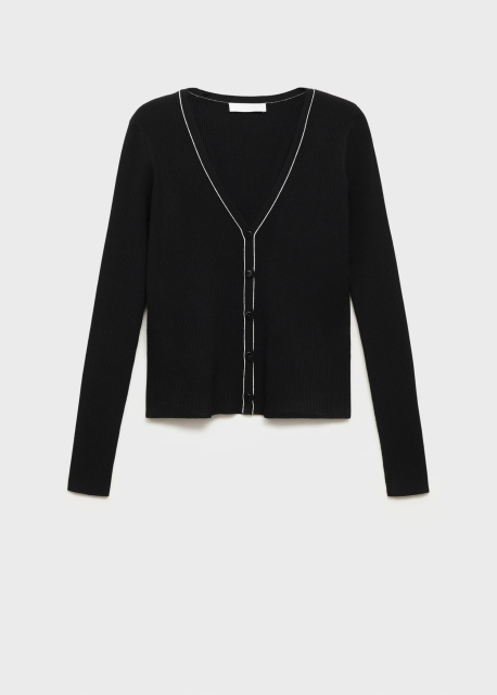 Tailor-made Black Button-Down Knit Cardigan