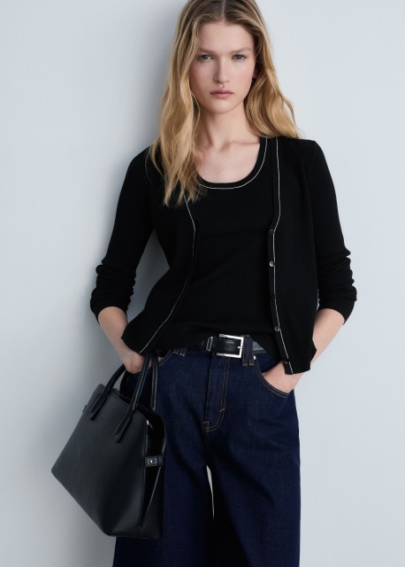 Tailor-made Black Button-Down Knit Cardigan