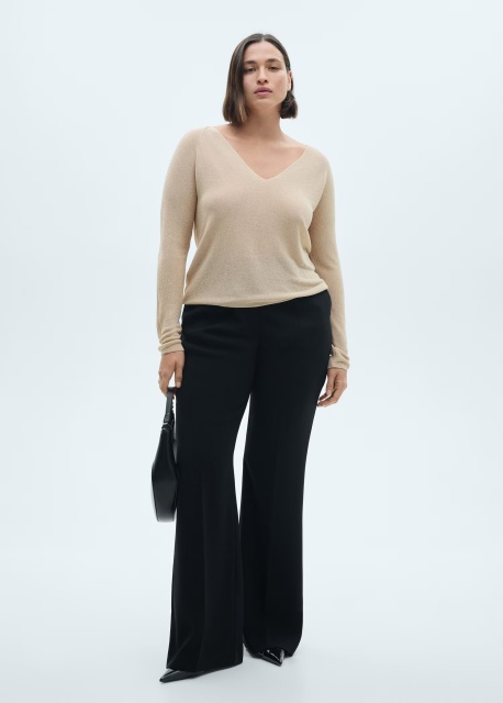 Factory Direct Beige V-Neck Knit Sweater