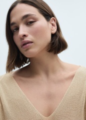 Factory Direct Beige V-Neck Knit Sweater