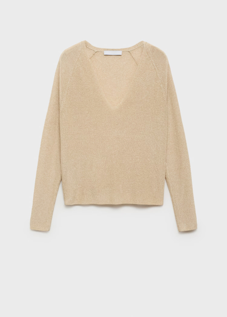 Factory Direct Beige V-Neck Knit Sweater