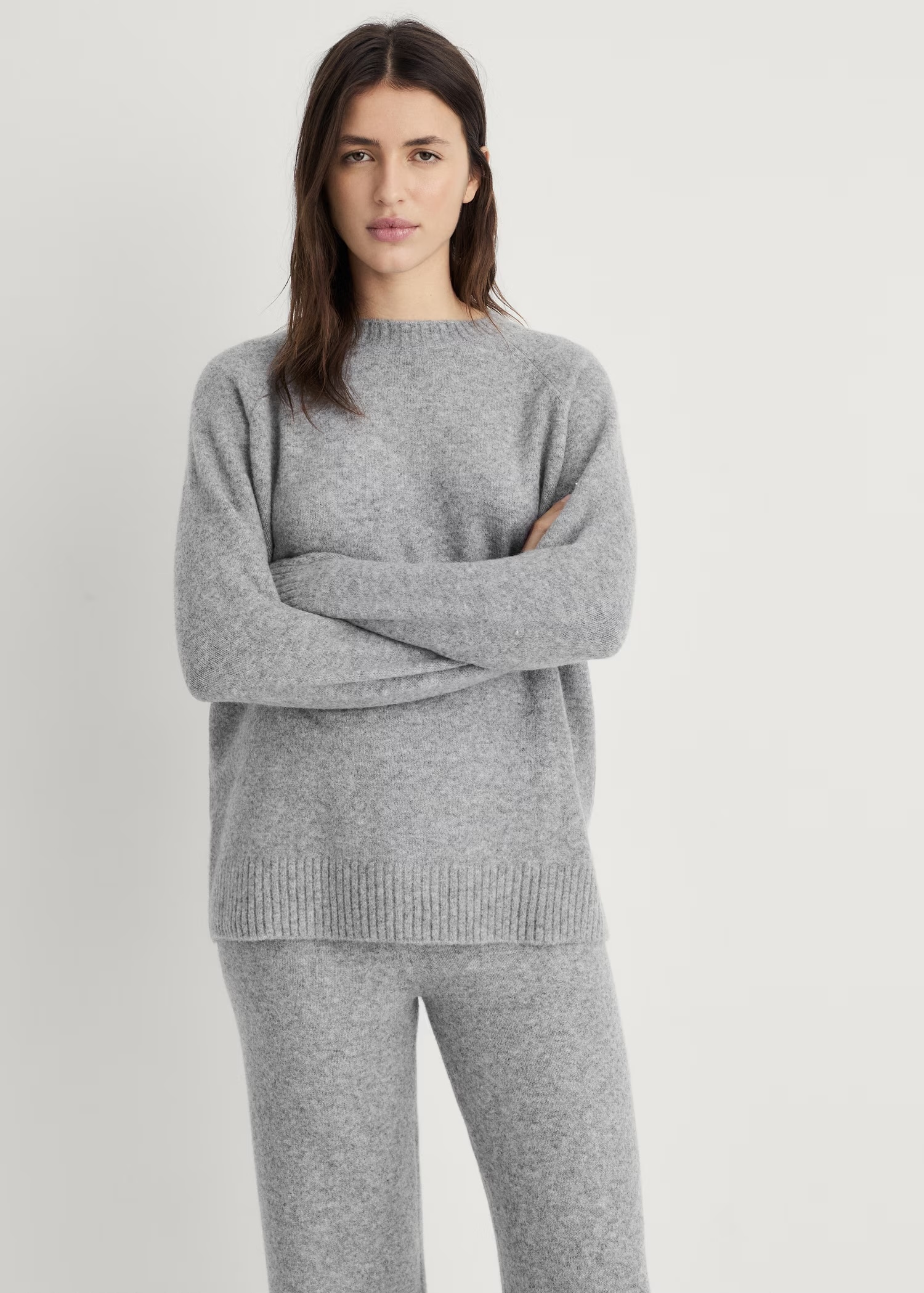 Factory Direct Grey Wool Blend Relaxed Fit Sweater